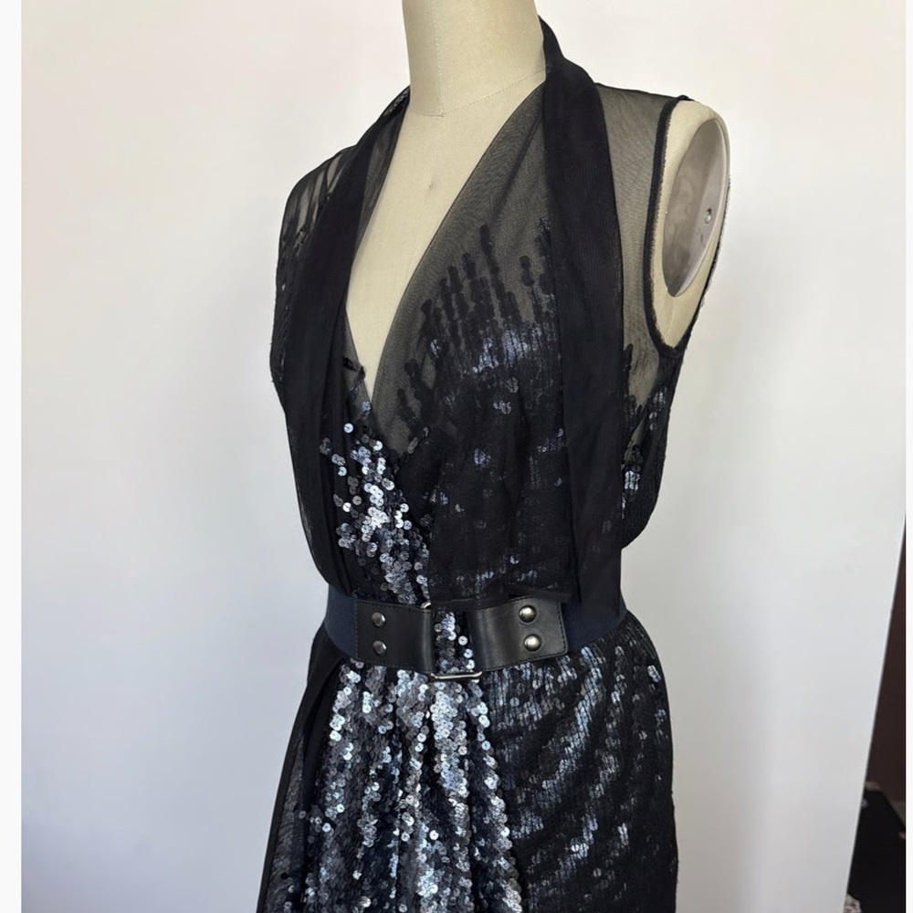 BCBGMaxAzria Black and Silver Sequin evening Dress EUC - Picture 3 of 11